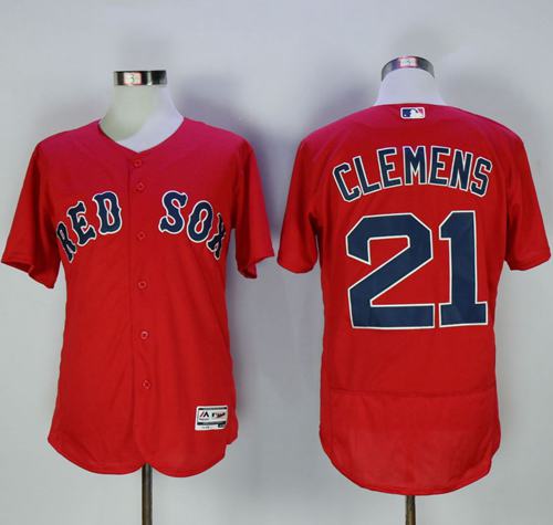 Red Sox #21 Roger Clemens Red Flexbase Authentic Collection Stitched MLB Jersey - Click Image to Close